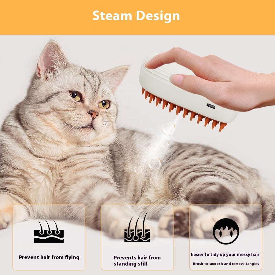 Purrfect Steam Brush – USB Rechargeable Groom & Massage