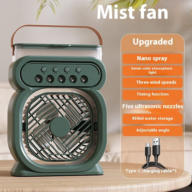 3-in-1 Portable Air Cooler & Humidifier Fan | LED Night Light, 3 Speeds