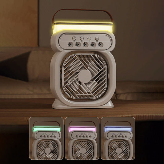 3-in-1 Portable Air Cooler & Humidifier Fan | LED Night Light, 3 Speeds