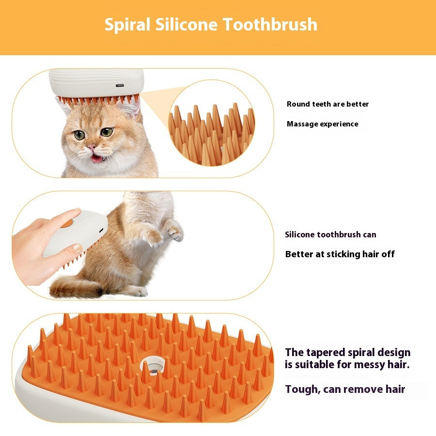 Purrfect Steam Brush – USB Rechargeable Groom & Massage