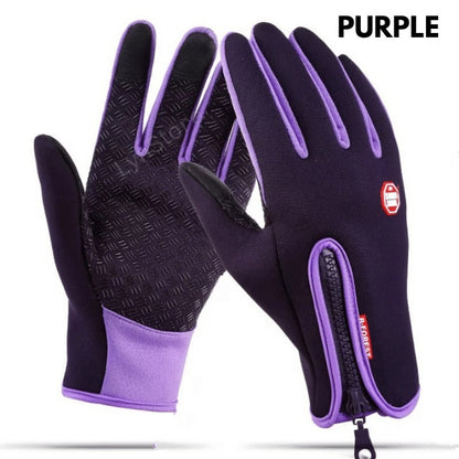 Winter Touchscreen Waterproof Gloves – Fleece Lined for Motorcycle & Sports