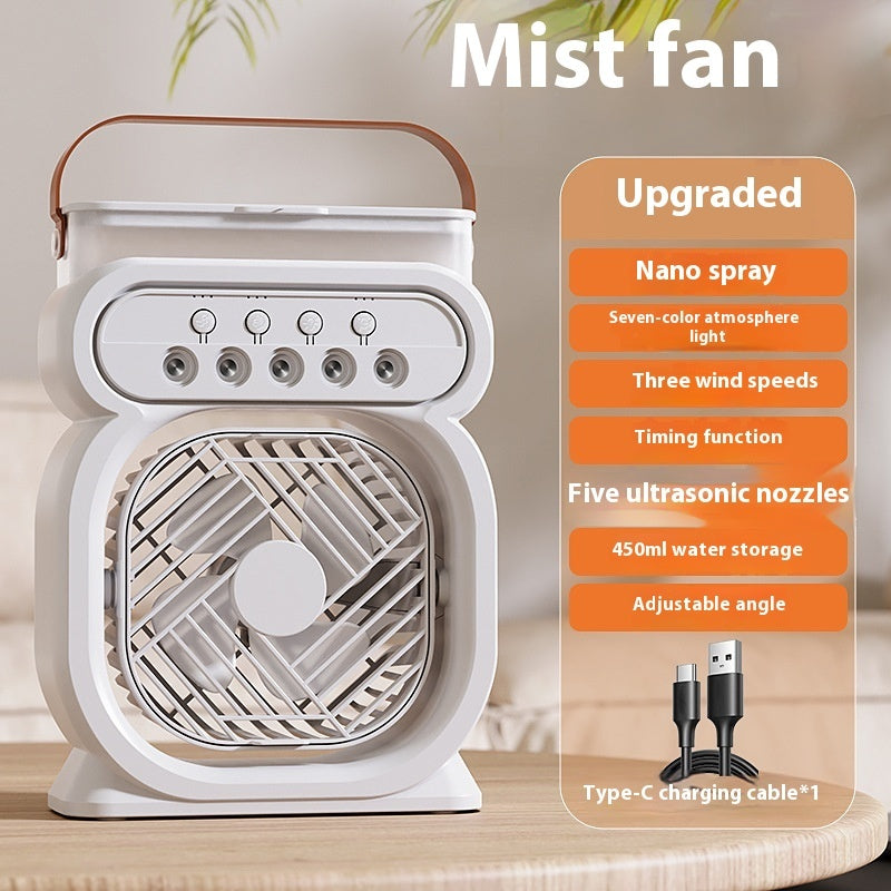 3-in-1 Portable Air Cooler & Humidifier Fan | LED Night Light, 3 Speeds