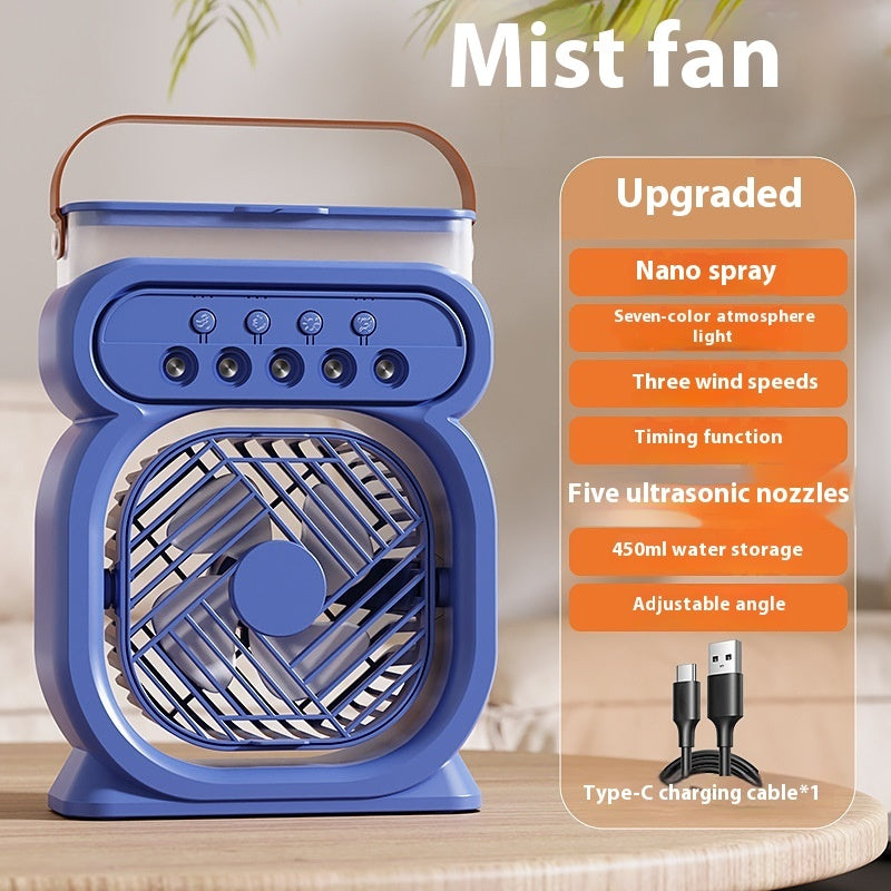 3-in-1 Portable Air Cooler & Humidifier Fan | LED Night Light, 3 Speeds