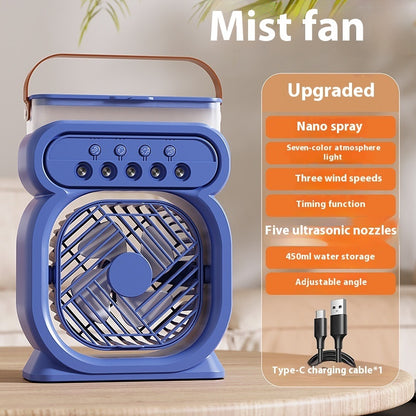 3-in-1 Portable Air Cooler & Humidifier Fan | LED Night Light, 3 Speeds