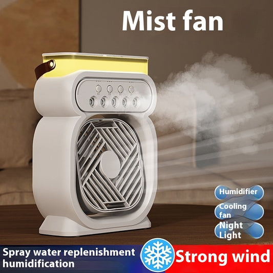 3-in-1 Portable Air Cooler & Humidifier Fan | LED Night Light, 3 Speeds
