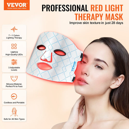 GlowWave™ LED Therapy Mask – 7 Colors + Deep Red 850nm