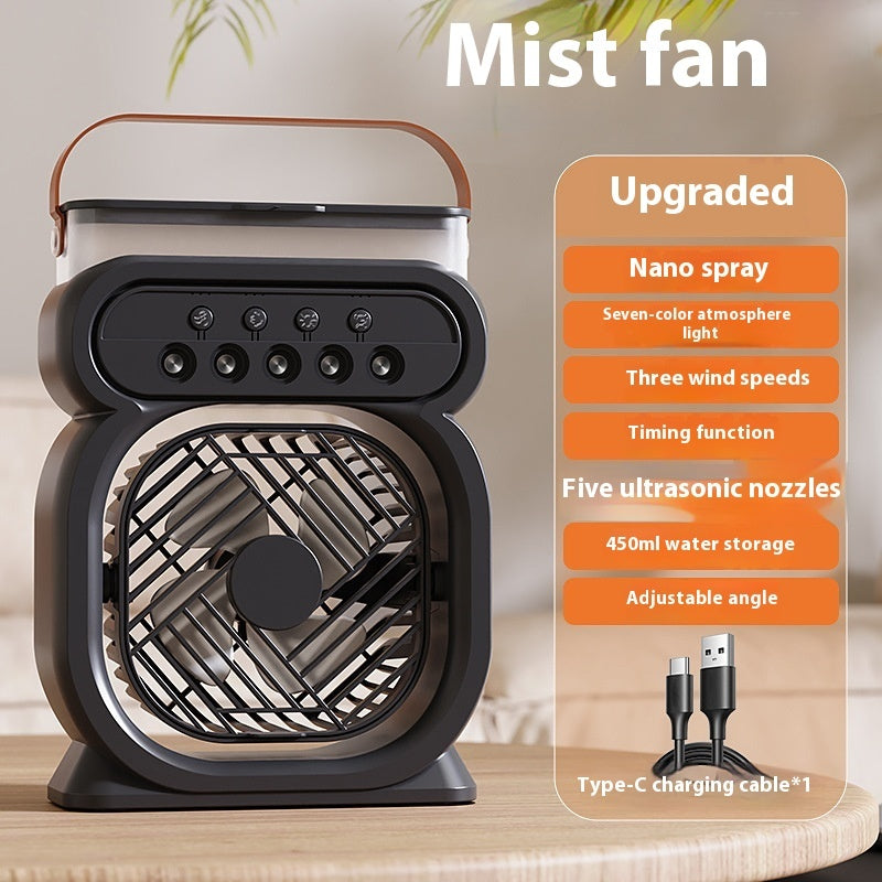 3-in-1 Portable Air Cooler & Humidifier Fan | LED Night Light, 3 Speeds