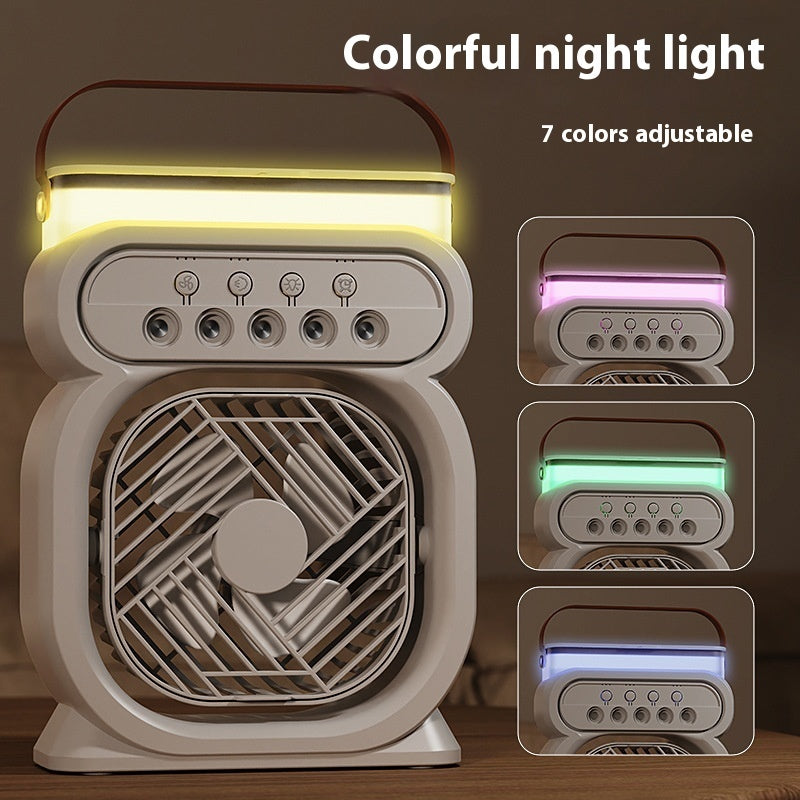 3-in-1 Portable Air Cooler & Humidifier Fan | LED Night Light, 3 Speeds